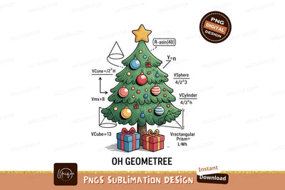 Festive geometric math christmas tree image Sublimation Designangry 