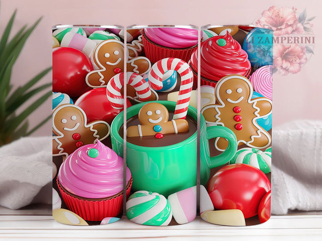 Festive Gingerbread Christmas Tumbler, Gingerbread Pattern, Holiday Cookie Design, 20Oz Sublimation Wrap, Festive Gingerbread Art, Christmas Treat Texture, Tumbler Sublimation Sublimation Li Zamperini 