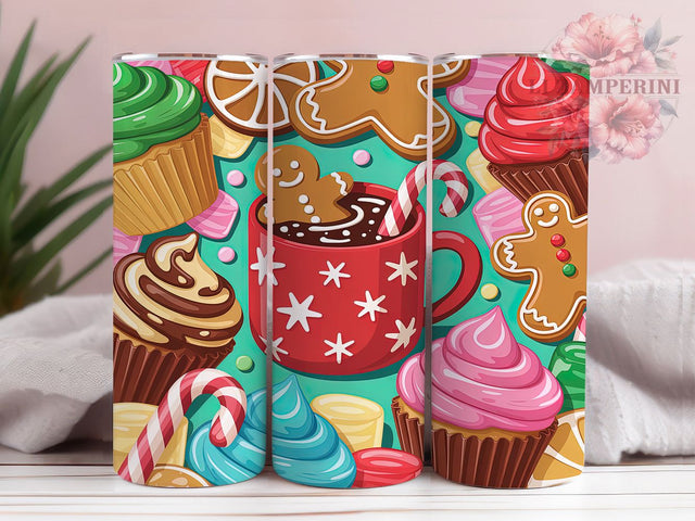 Festive Gingerbread Christmas Tumbler, Gingerbread Pattern, Holiday Cookie Design, 20Oz Sublimation Wrap, Festive Gingerbread Art, Christmas Treat Texture, Tumbler Sublimation Sublimation Li Zamperini 