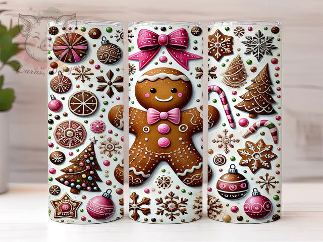 Festive Gingerbread Christmas Tumbler Wrap, 20oz Sublimation Design, Holiday Drinkware, Cute Christmas Mug, Festive Gingerbread Pattern, Personalized Christmas Gift Sublimation Lara' s Designs 