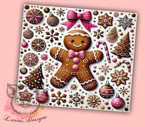Festive Gingerbread Christmas Tumbler Wrap, 20oz Sublimation Design, Holiday Drinkware, Cute Christmas Mug, Festive Gingerbread Pattern, Personalized Christmas Gift Sublimation Lara' s Designs 