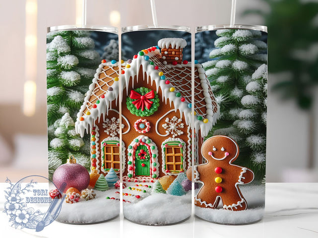 Festive Gingerbread House Tumbler, Christmas Holiday Wrap, 20oz Tumbler Sublimation, Festive Gingerbread Design, Cute Holiday Sublimation, Cozy Winter Tumbler, Sweet Christmas Wrap Sublimation ToriDesigns 