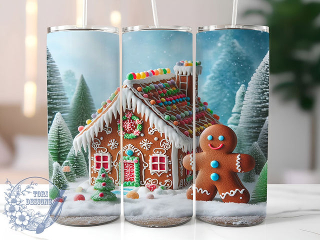 Festive Gingerbread House Tumbler, Christmas Holiday Wrap, 20oz Tumbler Sublimation, Festive Gingerbread Design, Cute Holiday Sublimation, Cozy Winter Tumbler, Sweet Christmas Wrap Sublimation ToriDesigns 