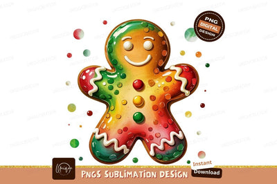 Festive Gingerbread Man Sublimation Png Design Sublimation Designangry 
