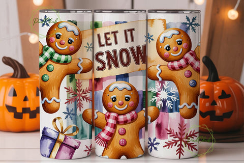 Festive Gingerbread Men 20oz Tumbler Sublimation PixelChick 