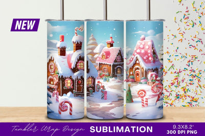 Festive Gingerbread Village Winter Wonderland Landscape Scene Sublimation Regulrcrative 