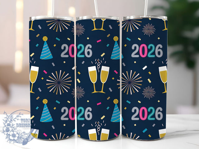 Festive Glitter New Year 2026 Tumbler, Celebration Wrap, Festive Party Cup, Holiday Sublimation Design, Glitter New Year Tumbler, Sparkly 2026 Wrap, Adorable Celebration Cup Sublimation ToriDesigns 