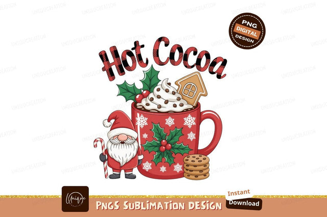 Festive gnome hot cocoa mug with cookies christmas Sublimation Designangry 