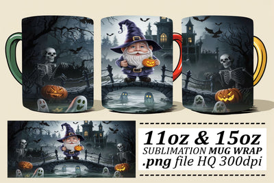 Festive Gnome Mug Wrap for Fall Sublimation afrosvg 