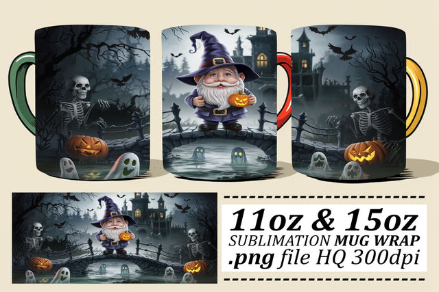 Festive Gnome Mug Wrap for Fall Sublimation afrosvg 