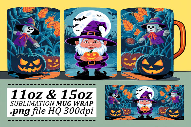 Festive Gnome Mug Wrap for Halloween Sublimation afrosvg 