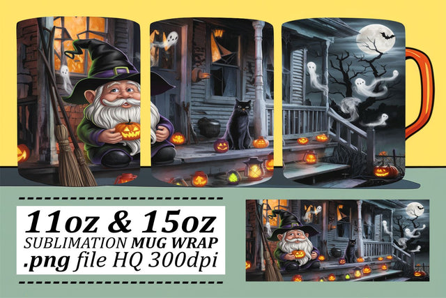 Festive Gnome Mug Wrap for Halloween Sublimation afrosvg 