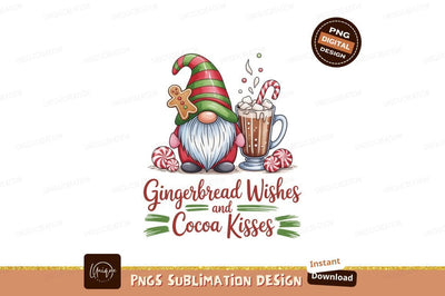 Festive gnome with cocoa and candy canes christmas Sublimation Designangry 