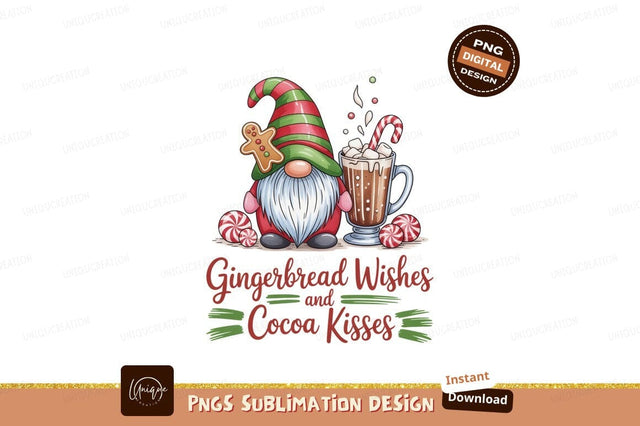 Festive gnome with cocoa and candy canes christmas Sublimation Designangry 