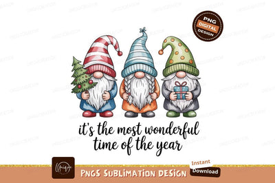 Festive gnomes holding christmas tree and gift image Sublimation Designangry 