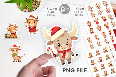 Festive Highland Calf Sticker Sublimation artnoy 