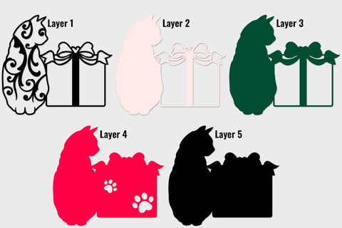 Festive Holiday Cat with Christmas Gift SVG cut files SVG Angel on Empire 