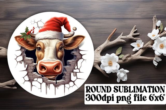 Festive Holiday Cow Decor - Sublimation Circle Magic Sublimation afrosvg 