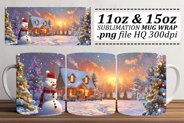 Festive Holiday Mug Wrap for Sublimation - Winter Christmas Design 11oz & 15oz Sublimation afrosvg 