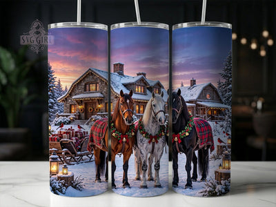 Festive Horses Lodge 20oz Tumbler, Festive Horses Lodge, Horses Lodge Tumbler, Festive Tumbler Wrap, 20oz Tumbler Wrap, Horse Tumbler PNG, Lodge Tumbler Wrap, Festive Horse PNG Sublimation SvggirlplusArt 