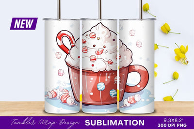 Festive Hot Chocolate With Candy Illustration Sublimation Regulrcrative 