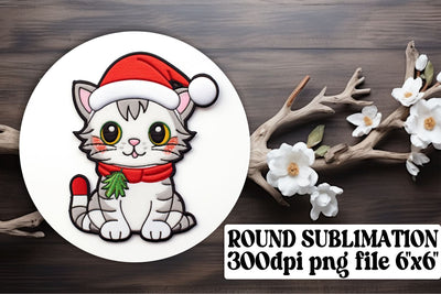 Festive Joy 3D Embroidered Christmas Round Ornament Set Sublimation afrosvg 