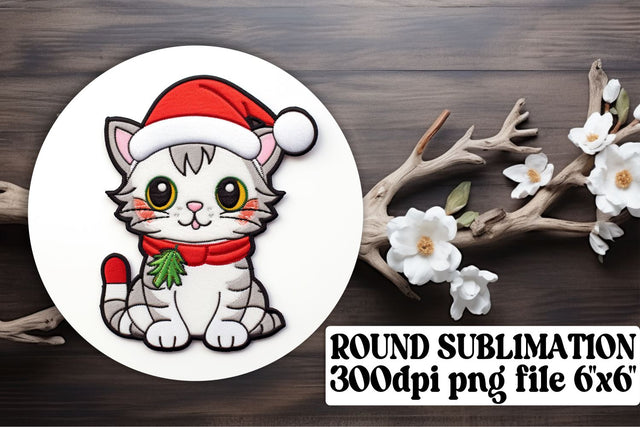 Festive Joy 3D Embroidered Christmas Round Ornament Set Sublimation afrosvg 