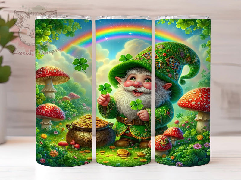 Festive Leprechaun Shamrock Tumbler, St Patrick’s Gnome Tumbler, Stylish 20oz Wrap, Sublimation Design, Trendy Gift Idea, Seamless Shamrock Wrap, Festive Leprechaun Tumbler Sublimation Lara' s Designs 