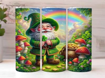 Festive Leprechaun Shamrock Tumbler, St Patrick’s Gnome Tumbler, Stylish 20oz Wrap, Sublimation Design, Trendy Gift Idea, Seamless Shamrock Wrap, Festive Leprechaun Tumbler Sublimation Lara' s Designs 