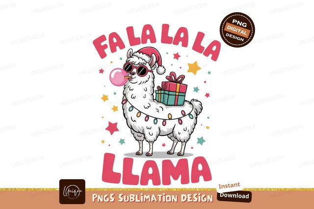Festive Llama Christmas Sublimation Png Design Sublimation Designangry 