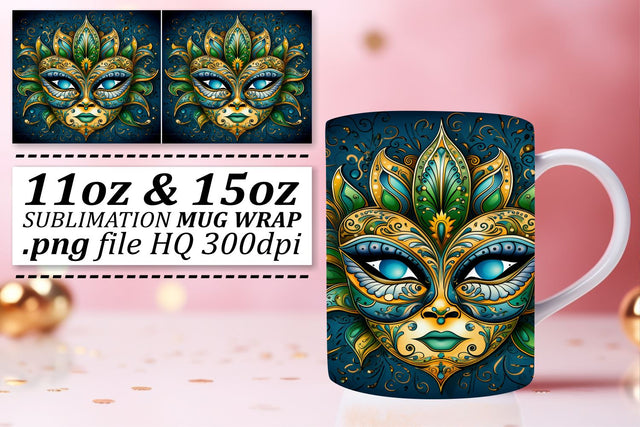 Festive Mardi Gras Mug Wrap: Sublimation Joy Sublimation afrosvg 