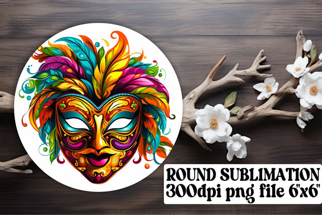 Festive Mardi Gras Round Ornaments - Sublimation Set Sublimation afrosvg 