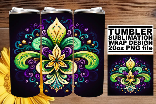 Festive Mardi Gras Tumbler Art Sublimation afrosvg 