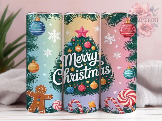 Festive Merry Christmas Holiday Tumbler, Xmas Holiday Wrap, 20Oz Skinny Tumbler, Festive Sublimation Design, Holiday Cheer Tumbler, Christmas Quote Wrap, Seasonal Gift Tumbler Sublimation Li Zamperini 