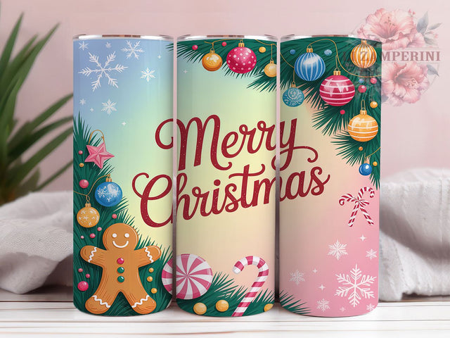 Festive Merry Christmas Holiday Tumbler, Xmas Holiday Wrap, 20Oz Skinny Tumbler, Festive Sublimation Design, Holiday Cheer Tumbler, Christmas Quote Wrap, Seasonal Gift Tumbler Sublimation Li Zamperini 