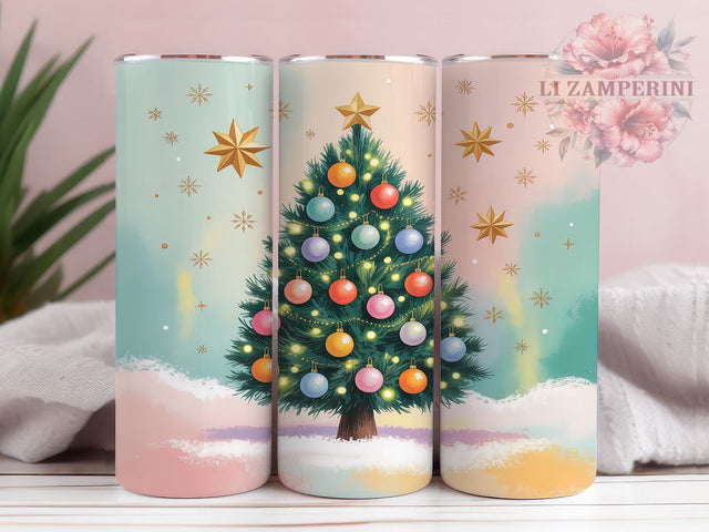 Festive Merry Christmas Tree Tumbler, Xmas Tree Wrap, 20oz Tumbler Sublimation, Holiday Tree Design, Festive Christmas Tumbler, Seasonal Glitter Wrap, Elegant Xmas Sublimation Sublimation Li Zamperini 