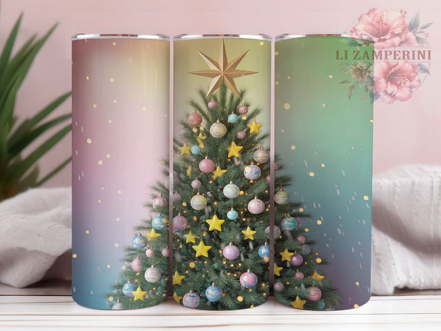 Festive Merry Christmas Tree Tumbler, Xmas Tree Wrap, 20oz Tumbler Sublimation, Holiday Tree Design, Festive Christmas Tumbler, Seasonal Glitter Wrap, Elegant Xmas Sublimation Sublimation Li Zamperini 