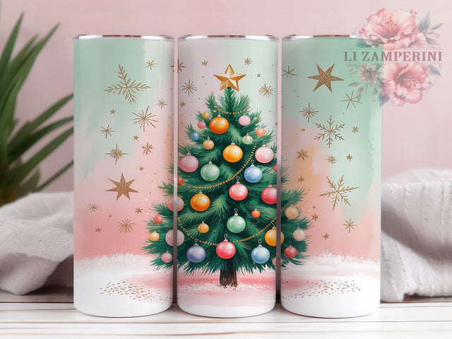 Festive Merry Christmas Tree Tumbler, Xmas Tree Wrap, 20oz Tumbler Sublimation, Holiday Tree Design, Festive Christmas Tumbler, Seasonal Glitter Wrap, Elegant Xmas Sublimation Sublimation Li Zamperini 