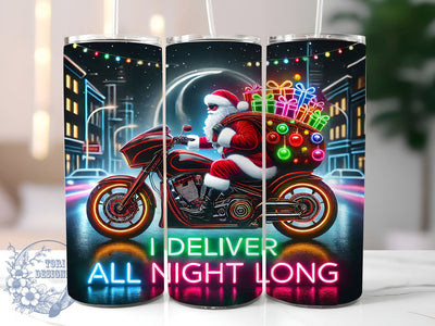 Festive Motorcycle Santa Tumbler Wrap, Motorcycle Santa, Christmas Tumbler, 20oz Tumbler Wrap, Sublimation Design, Holiday Drinkware, Santa Gift, Festive Motorcycle Decor Sublimation ToriDesigns 