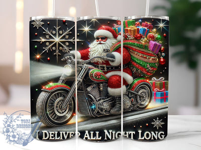 Festive Motorcycle Santa Tumbler Wrap, Motorcycle Santa, Christmas Tumbler, 20oz Tumbler Wrap, Sublimation Design, Holiday Drinkware, Santa Gift, Festive Motorcycle Decor Sublimation ToriDesigns 