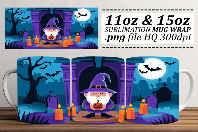 Festive Mug Wrap with Gnome for Sublimation afrosvg 