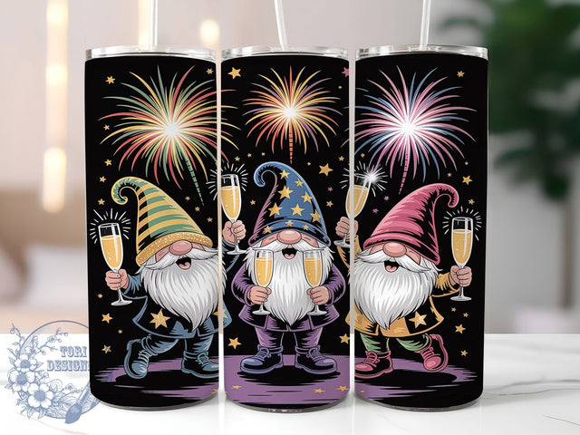 Festive New Year Gnome Tumbler, Holiday Gnome Design, Festive Gnome Art, Celebration Tumbler, Cute Gnome Graphic, 20oz Tumbler, Sublimation Design Sublimation ToriDesigns 