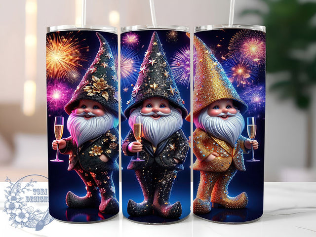 Festive New Year Gnome Tumbler, Holiday Gnome Design, Festive Gnome Art, Celebration Tumbler, Cute Gnome Graphic, 20oz Tumbler, Sublimation Design Sublimation ToriDesigns 