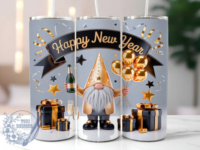Festive New Years Gnome Tumbler, Holiday Celebration, Festive Gnome Art, Party Gnome Design, Cute Celebration Graphic, 20oz Tumbler, Sublimation Design Sublimation ToriDesigns 