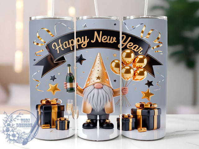 Festive New Years Gnome Tumbler, Holiday Celebration, Festive Gnome Art, Party Gnome Design, Cute Celebration Graphic, 20oz Tumbler, Sublimation Design Sublimation ToriDesigns 