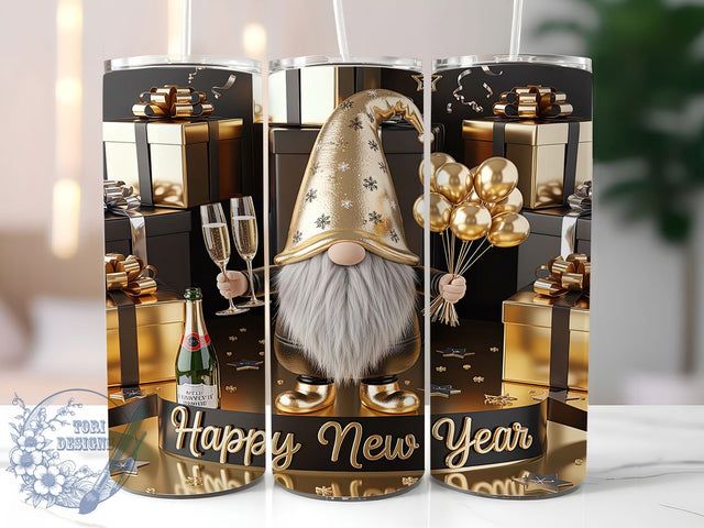 Festive New Years Gnome Tumbler, Holiday Celebration, Festive Gnome Art, Party Gnome Design, Cute Celebration Graphic, 20oz Tumbler, Sublimation Design Sublimation ToriDesigns 