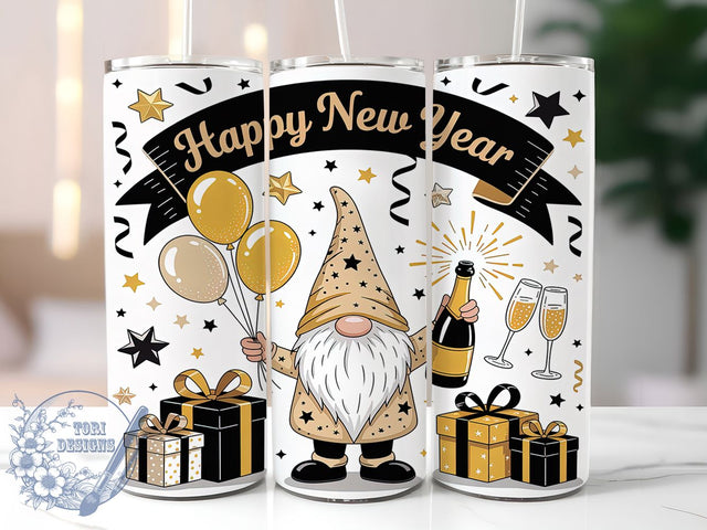 Festive New Years Gnome Tumbler, Holiday Celebration, Festive Gnome Art, Party Gnome Design, Cute Celebration Graphic, 20oz Tumbler, Sublimation Design Sublimation ToriDesigns 