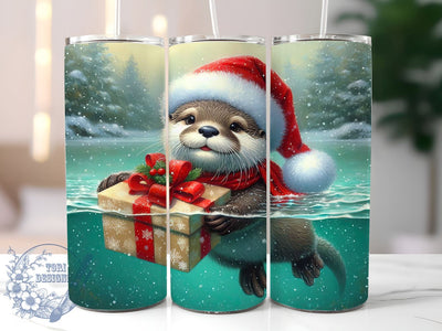 Festive Otter Tumbler Wrap, Christmas Tumbler, Otter Design, 20oz Wrap, Sublimation Design, Holiday Drinkware, Cute Otter Tumbler, Festive Cup Sublimation ToriDesigns 