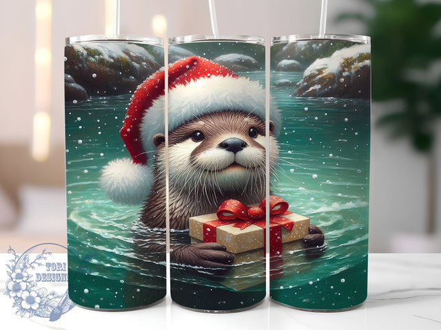 Festive Otter Tumbler Wrap, Christmas Tumbler, Otter Design, 20oz Wrap, Sublimation Design, Holiday Drinkware, Cute Otter Tumbler, Festive Cup Sublimation ToriDesigns 
