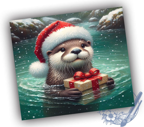 Festive Otter Tumbler Wrap, Christmas Tumbler, Otter Design, 20oz Wrap, Sublimation Design, Holiday Drinkware, Cute Otter Tumbler, Festive Cup Sublimation ToriDesigns 